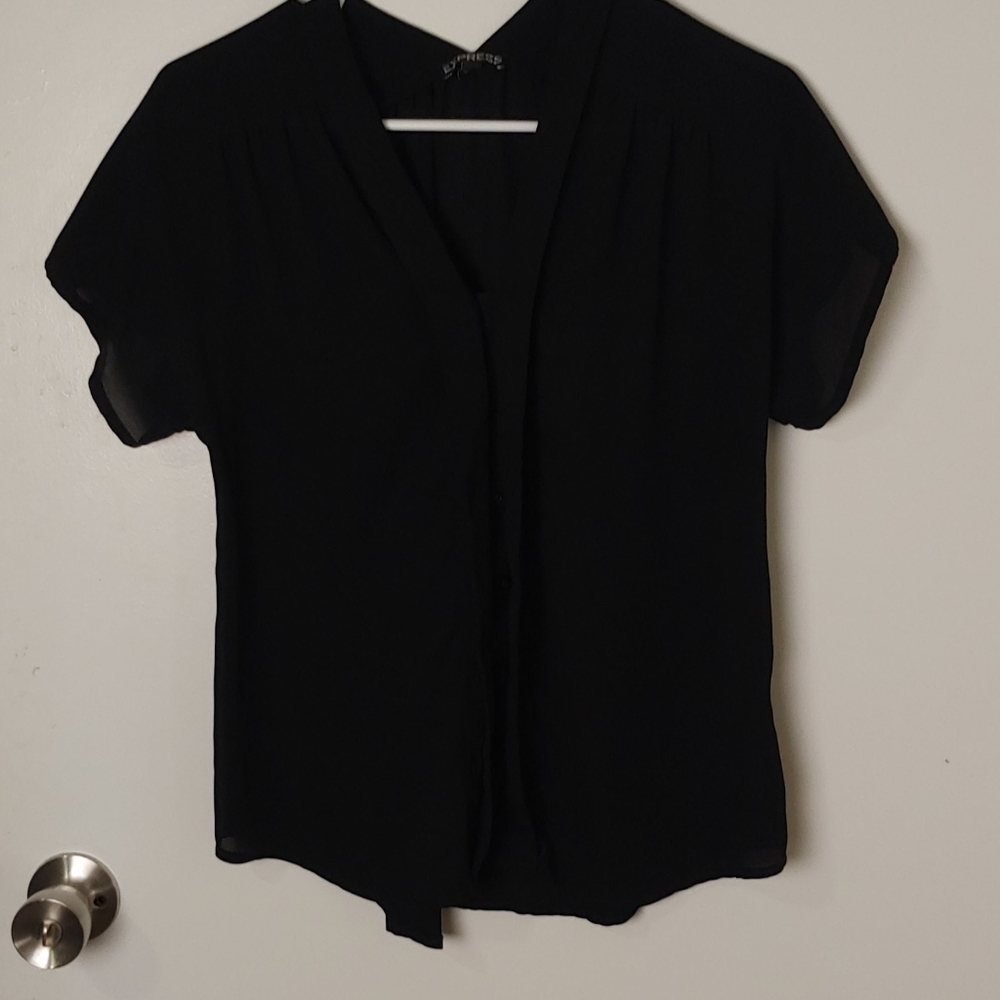 Express Short Sleeve Sheer Blouse